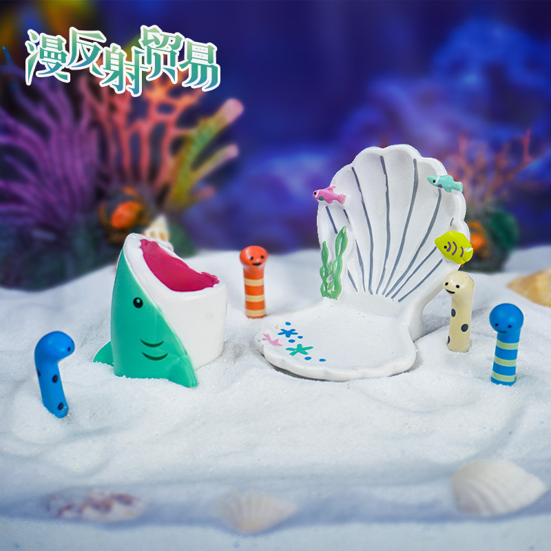 Verano tanque de peces marinos tiburón boca hogar acuario paisaje creativo decoración Shell DIY titular de la pluma pequeña Decoración