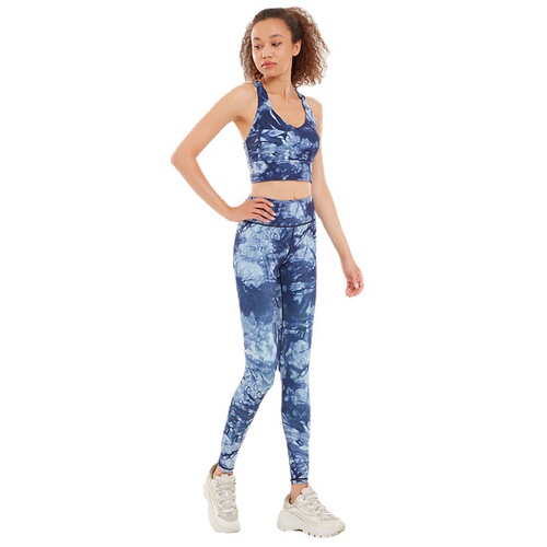  New Printed Yoga Wear Set Women's Quick-Drying Yoga Pants Beautiful Back Sports Bra European and American Fitness Wear Manufacturers