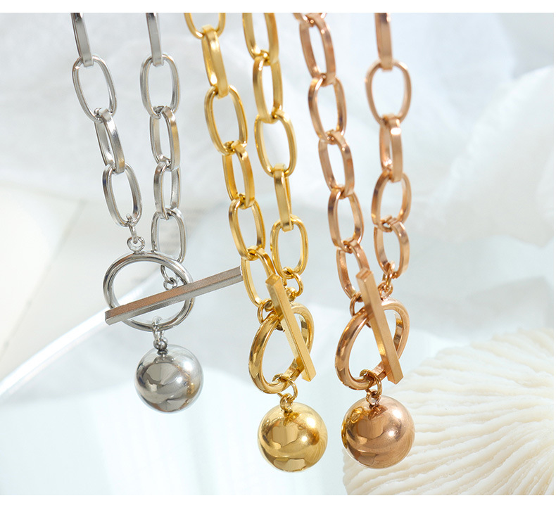 Fashion Geometric Bell Titanium Steel Necklace Patchwork Stainless Steel Necklaces