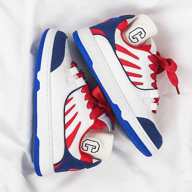 新款百搭情侶國潮時尚滑板鞋撞色拼接輕便男女板鞋學生休閒潮鞋子