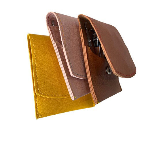 ins simple leather manicure set portable practical nail clipper nail polisher ear scoop eyebrow trimming gadget BH037