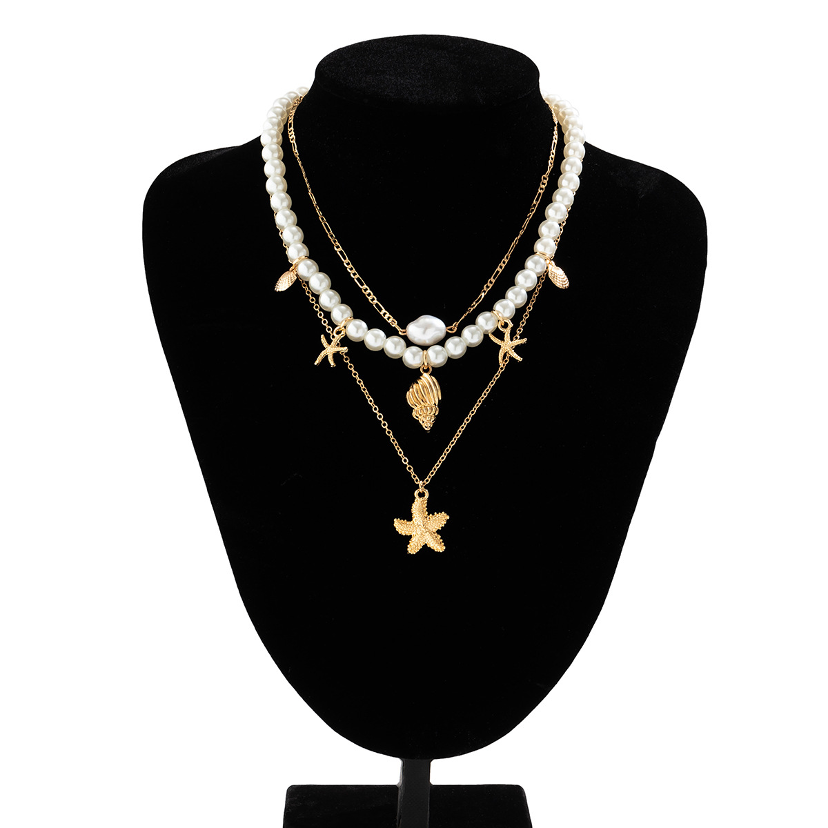 Boho-Halskette mit Muscheln und Seesternen, Vintage-Perlen-Halskette mit Quasten, Urlaubs- und Strandkette, Schmuck für Frauen und Mädchen_voghion.com