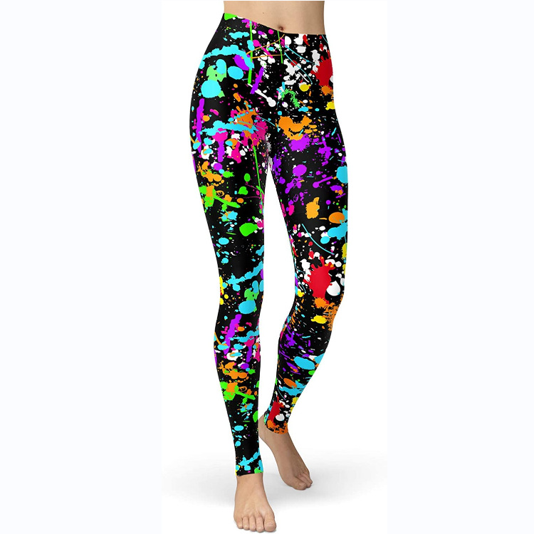 Abbigliamento da donna multicolore stampato slim fit fianchi sollevamento snellente grandi dimensioni corsa yoga fitness leggings_voghion.com