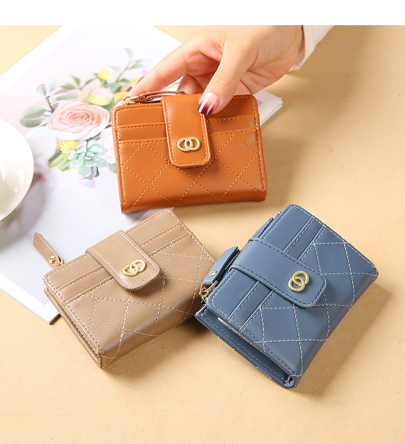 77g Weight Buckle Closure Type Small Wallet Bags Type Women's Solid Color Pu Leather Buckle Wallets