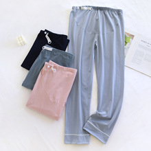孕妇睡裤针织春秋季怀孕期托腹月子裤宽松纯色简约纯棉可调节外穿