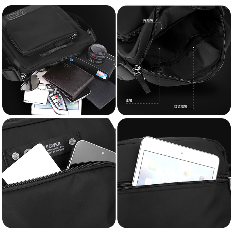 WEPOWER nuevo tipo multifuncional de bolso de hombro para hombres, bolso de hombro casual portátil, bolso de hombro al aire libre de color sólido.