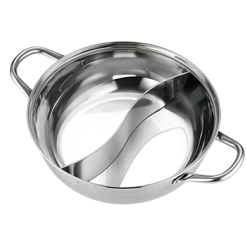 Thickened Non-Magnetic Dual-Compartment Pot for Hot Pot, Stainless Steel Hot Pot for Home Use, Suitable for Induction Cooker and Open Flame