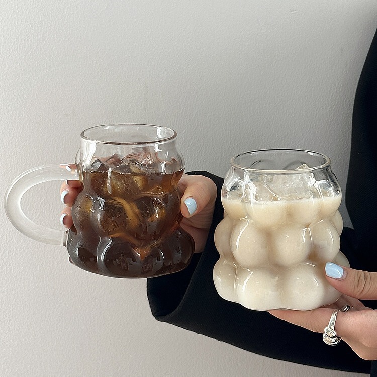 グレープガラス パーソナライズされたコーヒーカップ 耐熱高ホウケイ酸ミルクラテカップ 水カップ ジュースガラス|undefined