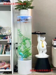 設置不要のチューブレスフィルター酸素化床置き水槽円筒形アクリル水槽テレビキャビネットリビングルーム魚