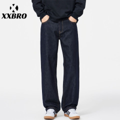 xxbro男装#复古老钱风vintage阔腿牛仔裤秋季新款宽松休闲长裤子