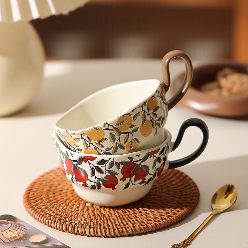 Taza de café de estilo antiguo de alto valor Taza de pareja de nicho de cerámica exquisita de alta gama Té de la tarde en casa de alta gama
