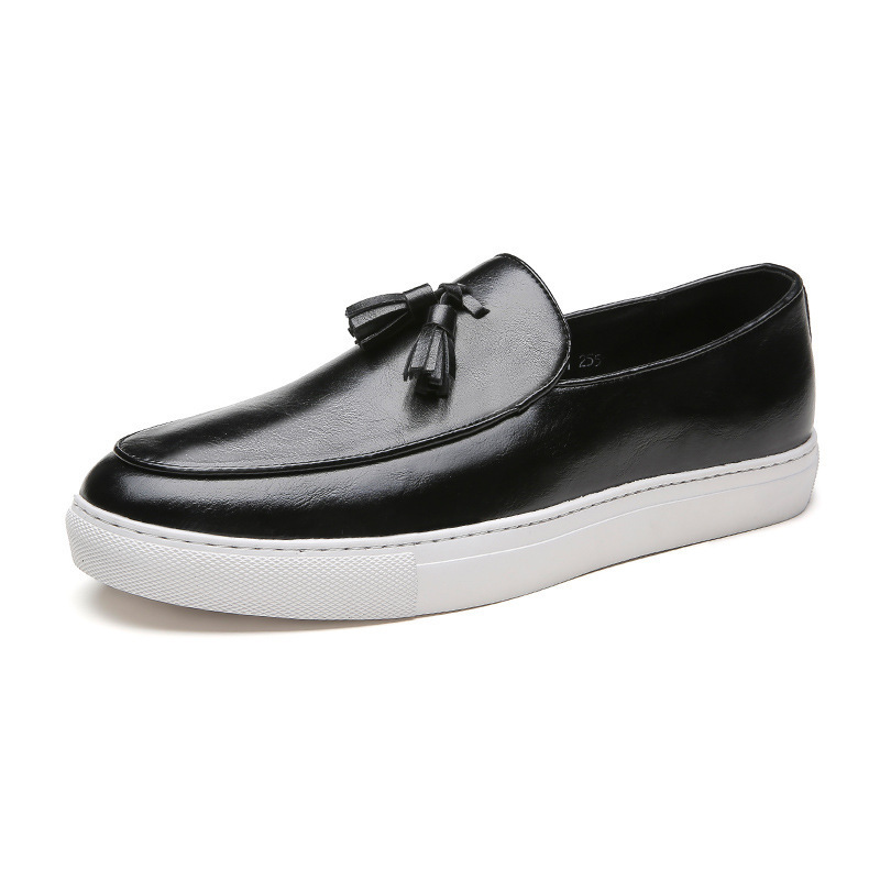 Transfronterizos de tamaño 46 zapatos de hombre de primavera de negocios zapatos de patina de bordas para hombres de color sólido de un pie de zapatos de cuero de calzado