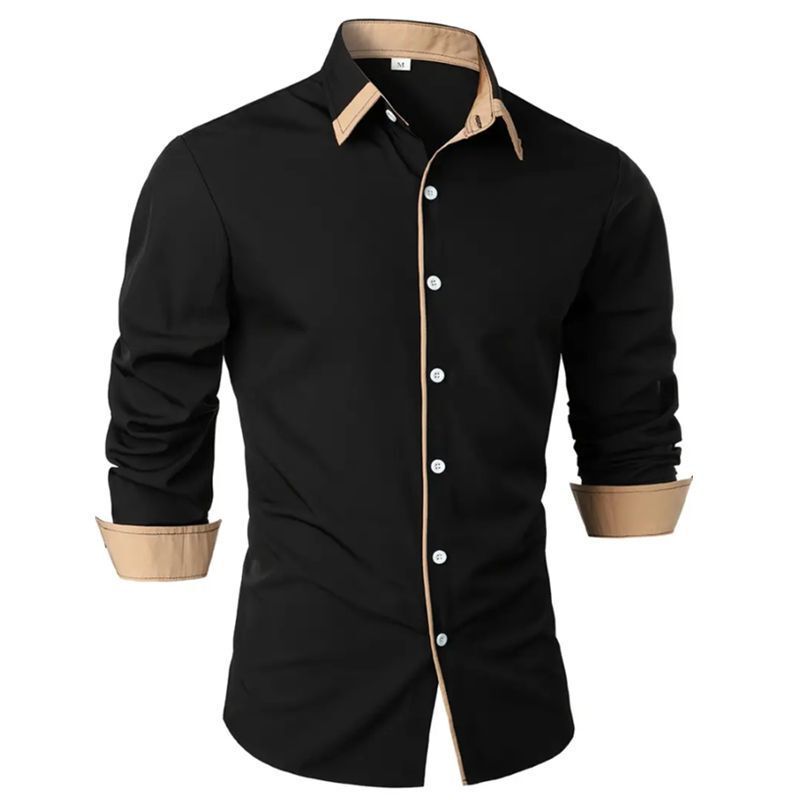 2025 Cross-Border New Men's Shirts Foreign Trade Men's Long-Sleeved Business Casual Shirts Men's Splicing Shirts Men