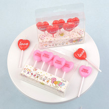 爱心生日蜡烛5支粉色红色印字happy字母love求婚表白蛋糕甜品装饰