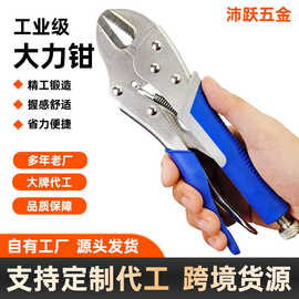 厂家供应大力钳 焊接固定钳手动夹钳 10寸圆口直口光柄胶柄大力钳