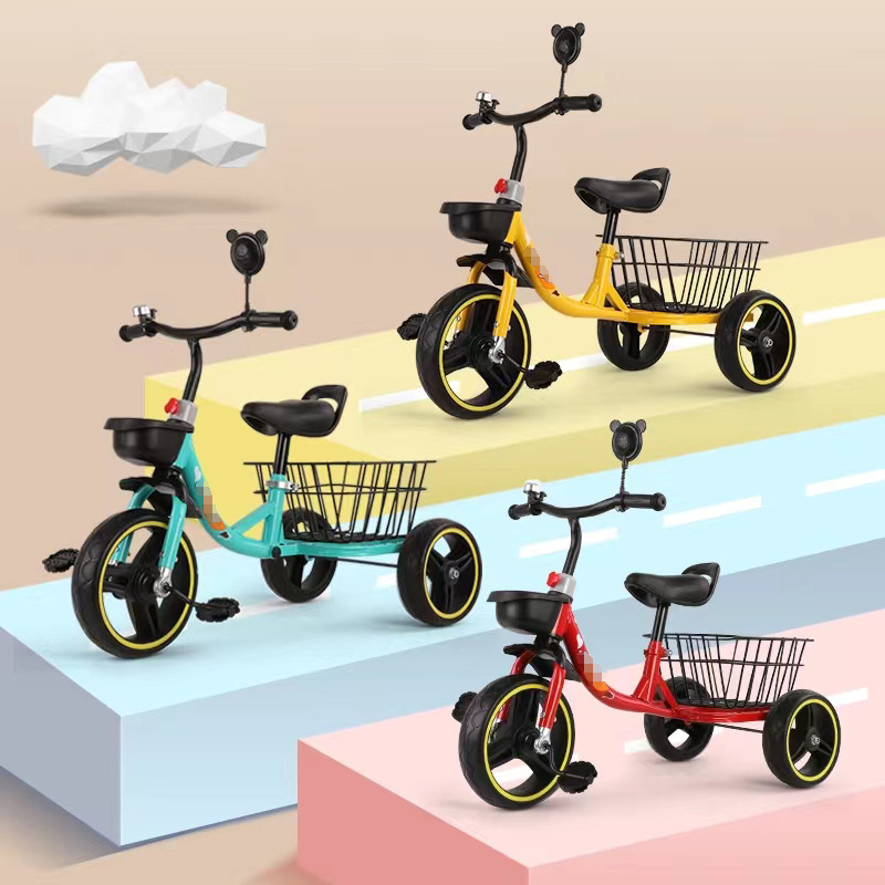 Triciclo para niños anti-Flip bicicleta de bebé 3-6 años de edad hombres y mujeres con carro de Marco trasero coche de juguete para niños