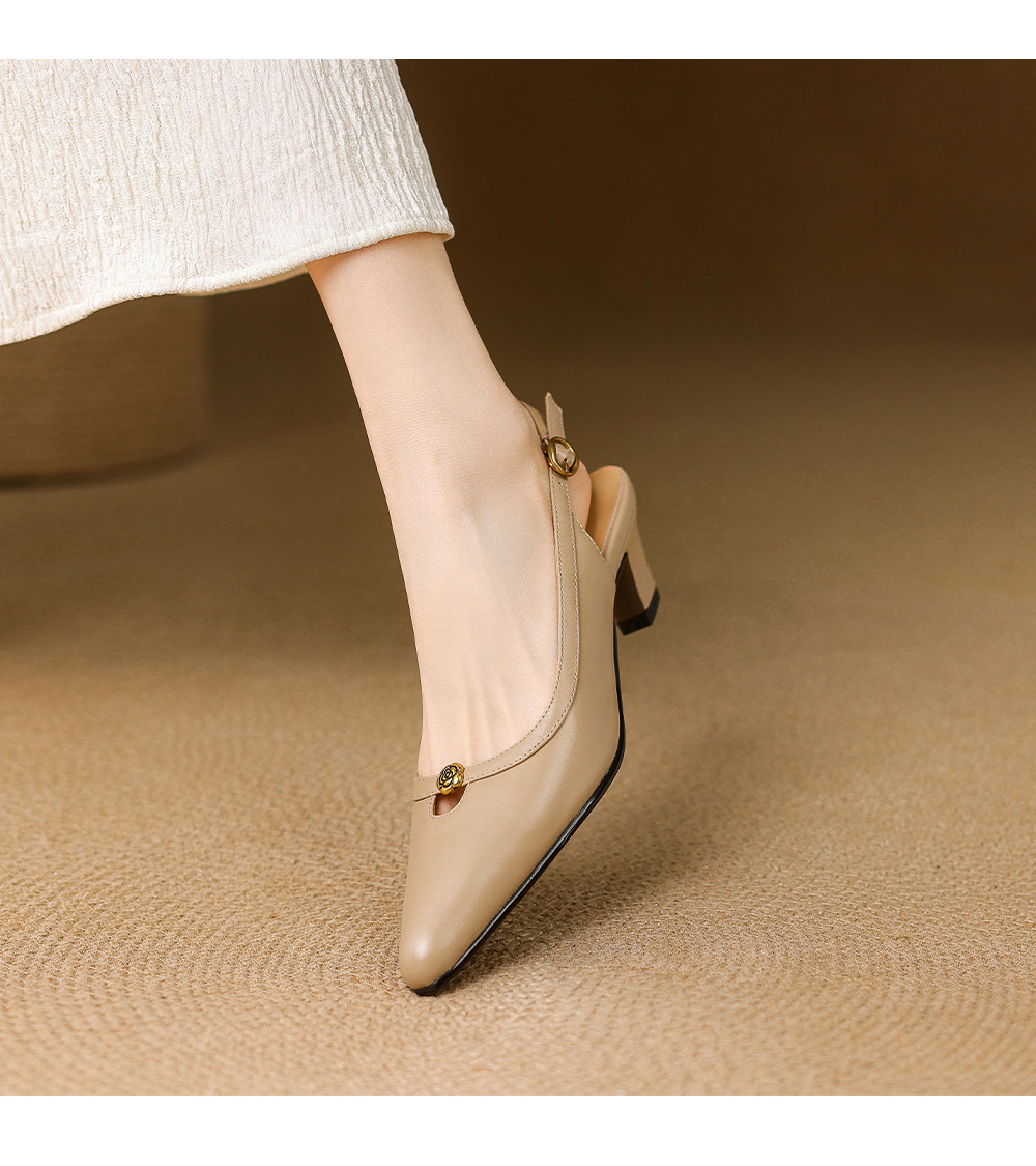 Sandal nữ mũi hở quai ngang gót thấp phong cách Hàn Quốc — đen chi tiết 12