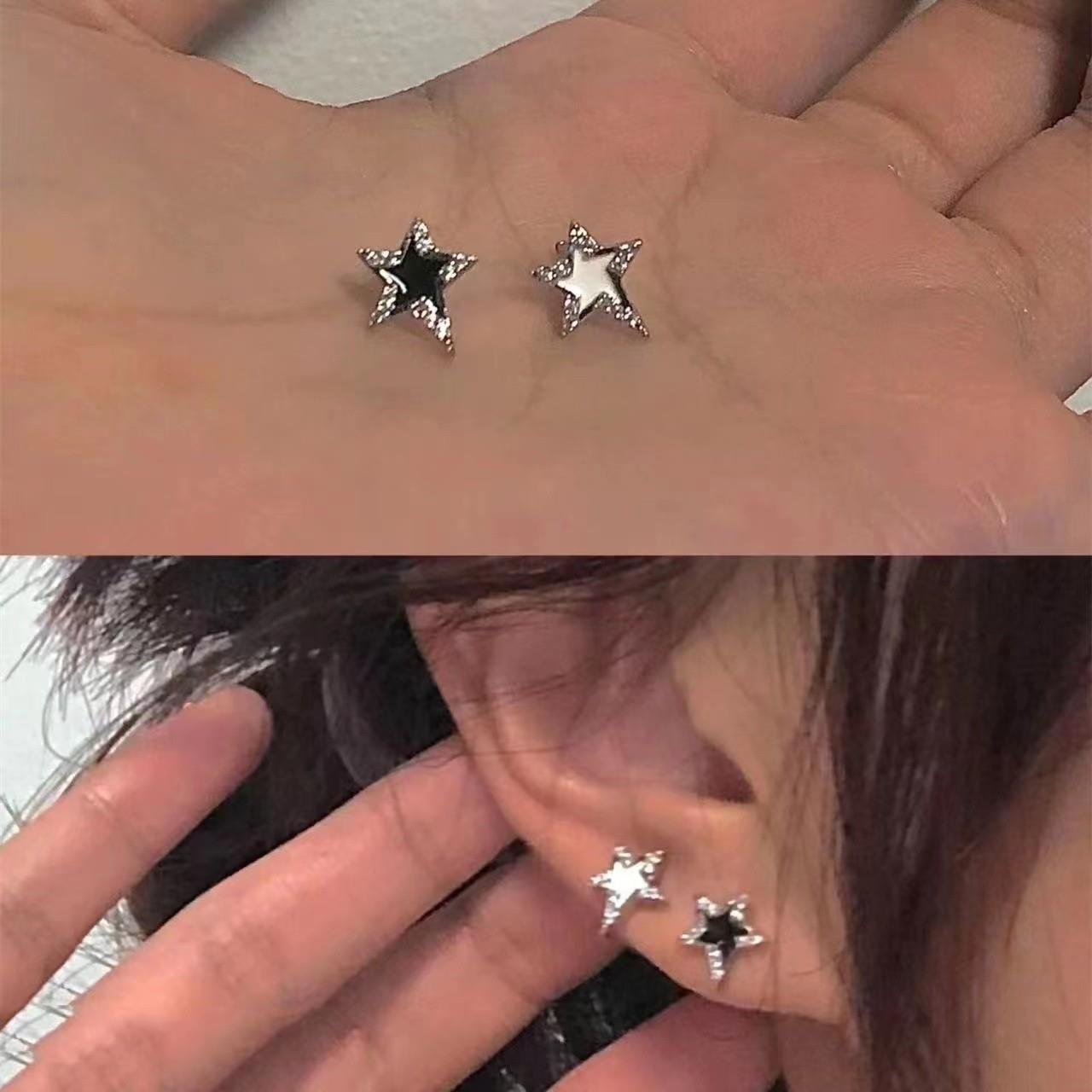 超閃五角星星耳釘女小眾設計感復古高級辣妹耳環新款潮