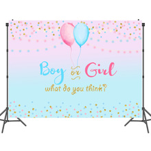 外貿粉色藍色氣球主題攝影背景布男孩女孩性別揭示派對 150x100cm
