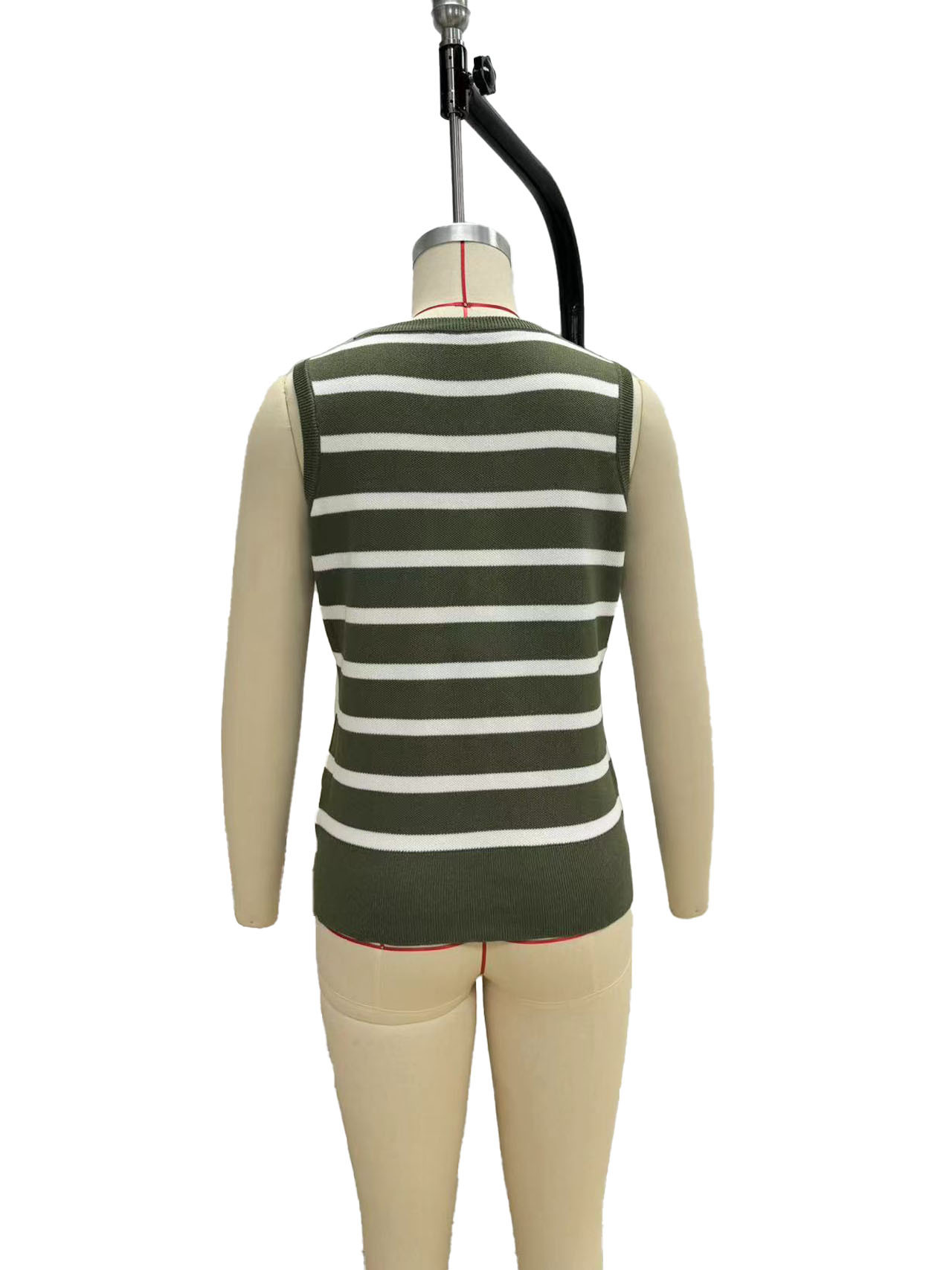 263g Weight Sleeveless Sleeve Length Single Breasted Placket Type Polyester, Viscose fiber Fabric Type Regular Top Length Vest Tops Type Daily Occasion V Neck Neckline Slim Fit Type Stripe Pattern Summer Season Women's Gender Contrast Binding Design Casual, Elegant Style Wholesale Women's Casual Elegant Stripe Sleeveless Contrast Binding Sweaters & Cardigans 8