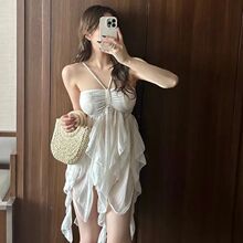 2025新款泳衣女夏季仙女范沙滩裙显瘦遮肉不规则裙式分体超仙泳装