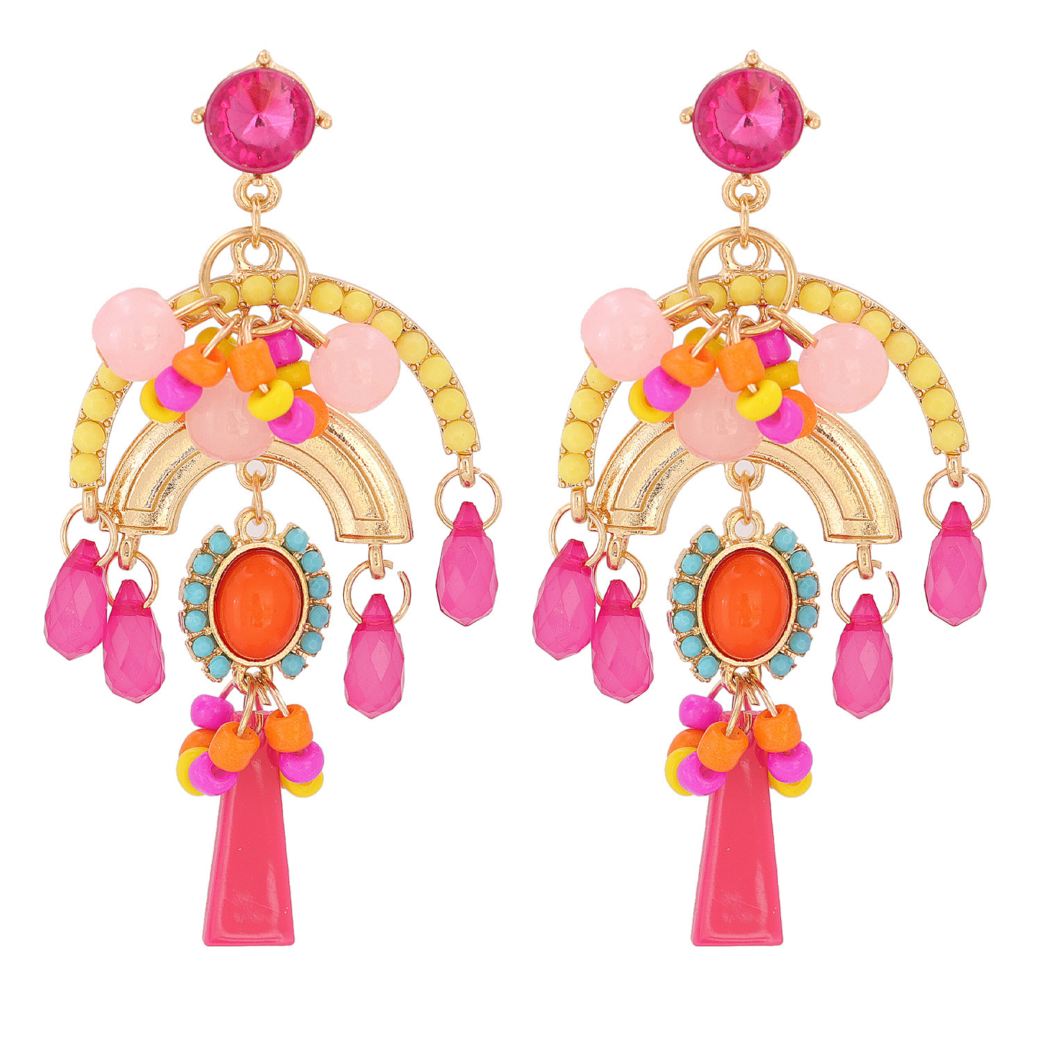 Bohemian Style Diamond Retro Earrings display picture 9