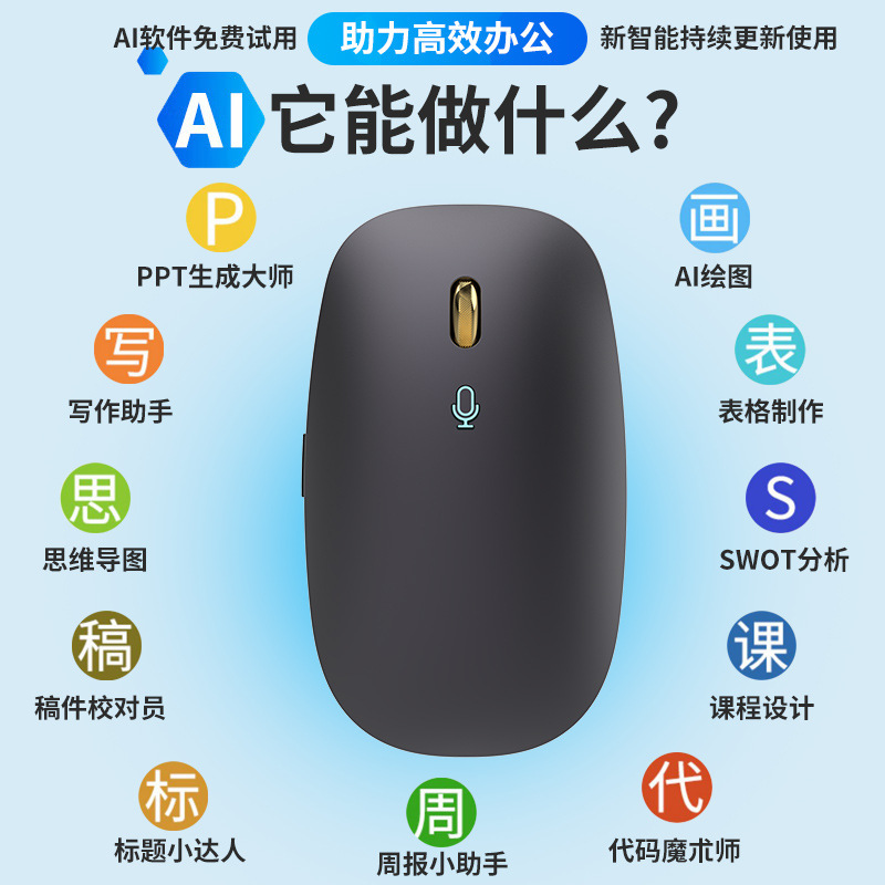 クロスボーダーAI bluetoothスマート音声変換文字多言語翻訳ai創作deepseekAIマウス|undefined