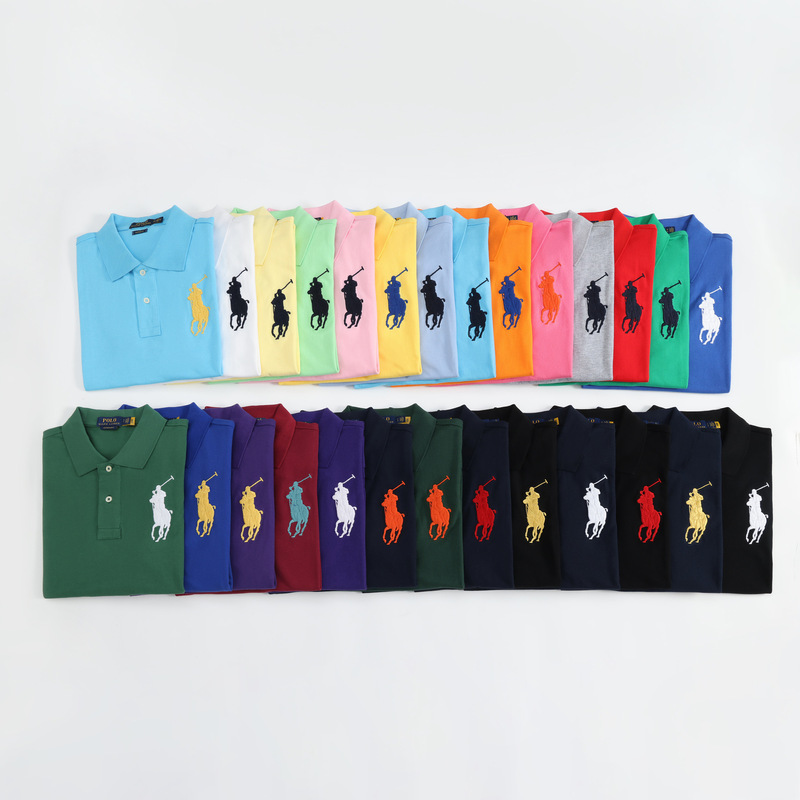 American-Style Summer Men's Polo Shirt with Large Horse Logo Embroidery, Pure Cotton Casual Turn-Down Collar Polo Shirt, Export Pure Color Versatile T-Shirt American-Style Summer Men's Polo Shirt with Large Horse Logo Embroidery, Pure Cotton Casual Turn-Down Collar Polo Shirt, Export Pure Color Versatile T-Shirt