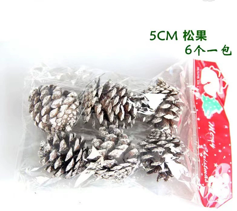 R Christmas decoration pine cone Christmas tree decoration original color pine cone 5CM pendant white edge pine cone hanging ornaments in stock