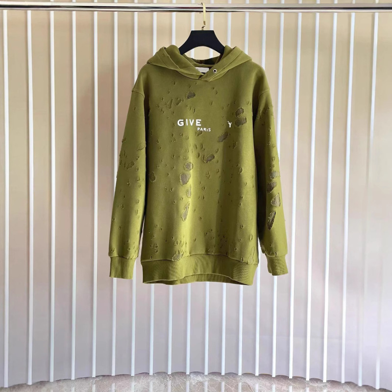 欧美潮牌GV天花板破洞连帽衫小字母印花卫衣男女同款潮流时尚百搭|undefined