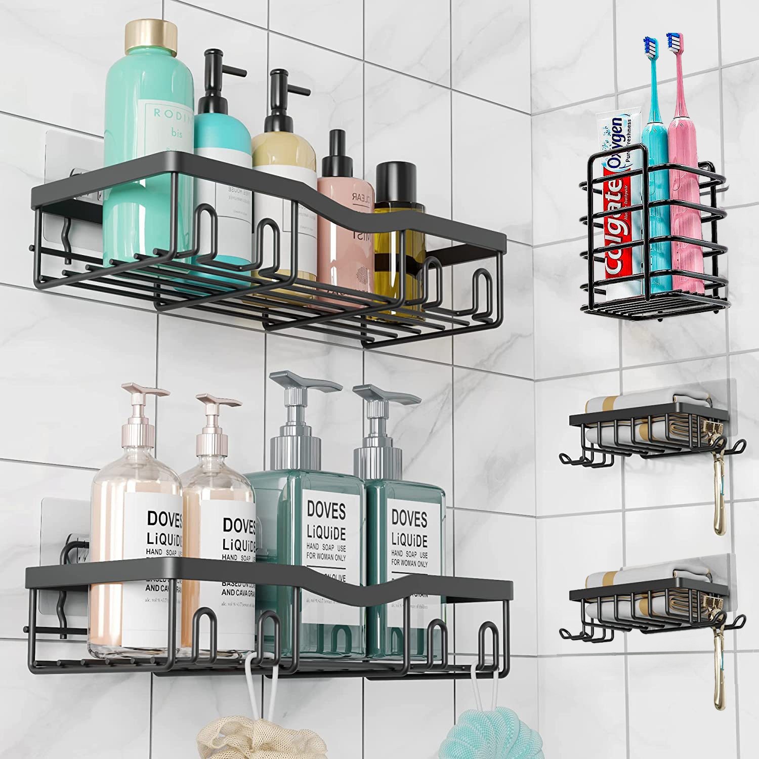 Amazon hierro baño rack ponche-libre aseo jabón rack Gel de ducha rack de almacenamiento rack de baño