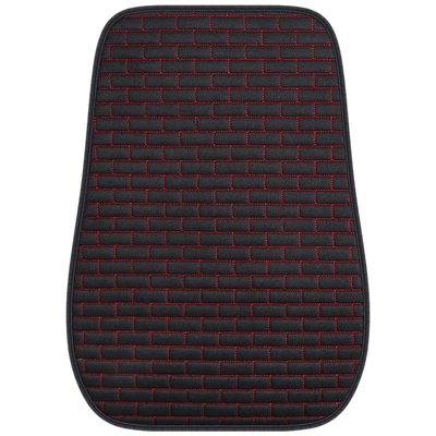 seat cushion three-piece set four seasons: Seat cushion, seat cover - long-plaid-linen-single-backrest-black-and-red-thread