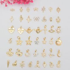 14k包みの金の小さい装飾のジルコンの部品の雪の花の愛の水滴の蝶結びのペンダントのdiyのネックレスの耳飾りのペンダントの材料