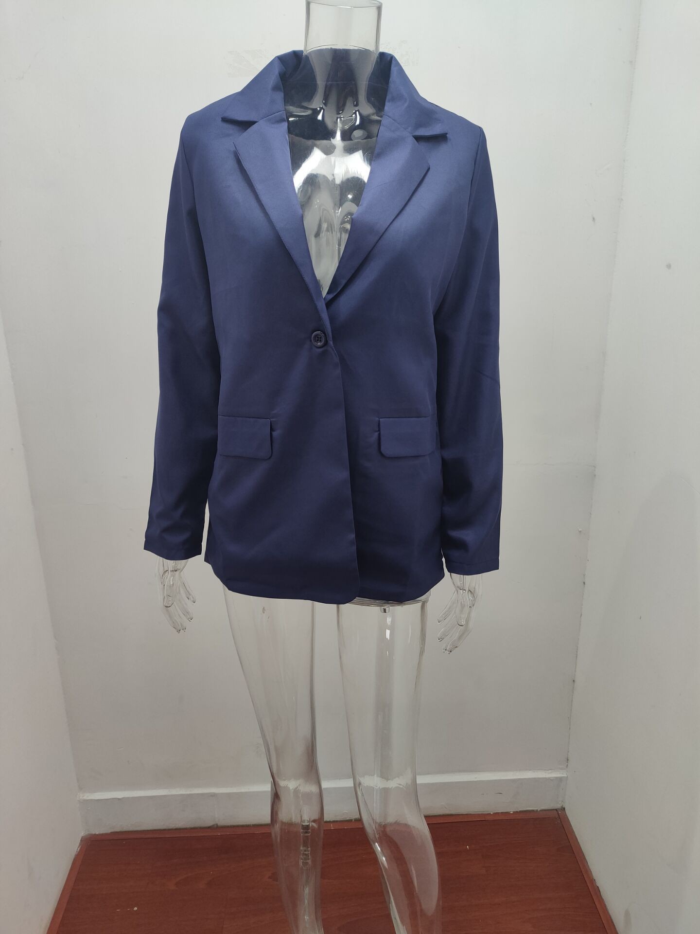 Saco Blazer con Un Solo Pecho para Mujer de Poliéster con Cuello de Solapa para Oficina