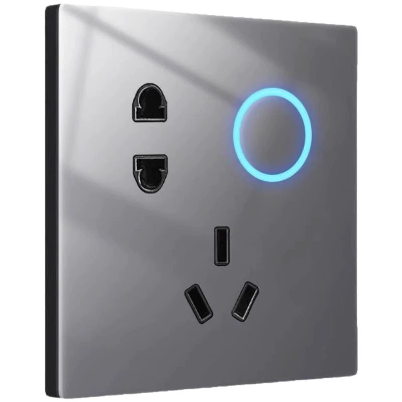 国际电工 86 type tempered glass household concealed 16A air conditioner socket panel open 5 five-hole double-open switch