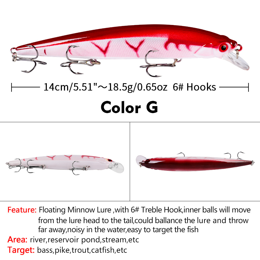 Sinking Minnow Fishing Lures  Shallow Diving Fresh Water Bass Swimbait Tackle Gear