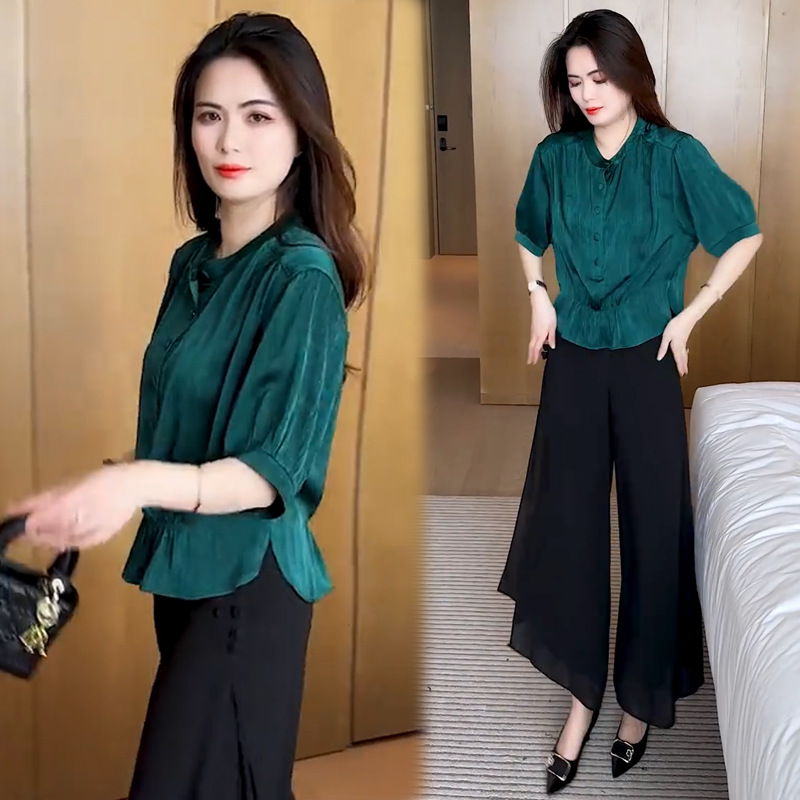Green black trousers, set