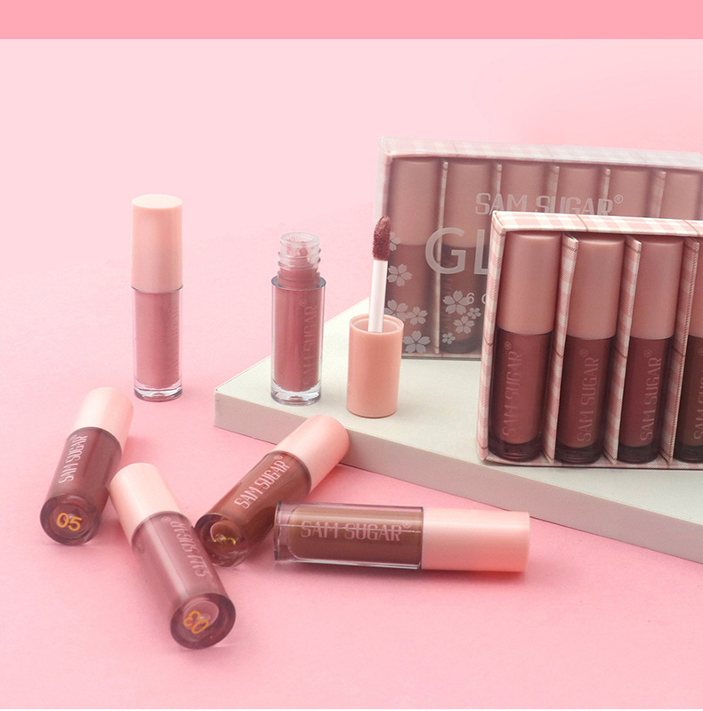 SAM SUGAR Matte non-stick Cup 6-color Lip Gloss set Matte Velvet easy-to-Apply Lip Gloss Glaze liquid undefined