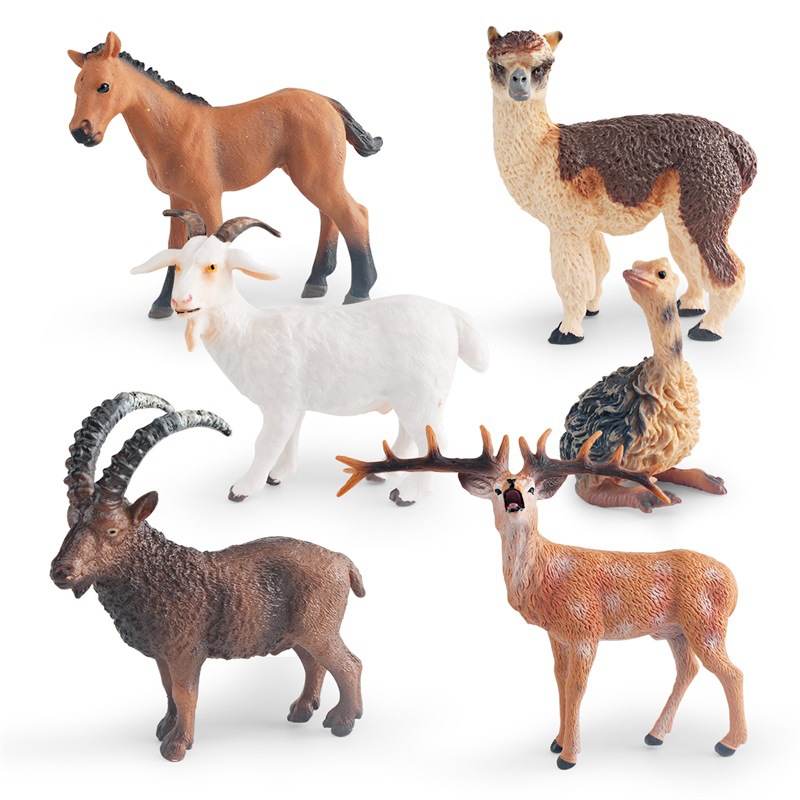 Modelo animal de simulación transfronteriza Alpaca, cabra, ciervo, avestruz, cachorro, poní, oveja, oveja de nieve, adornos estáticos