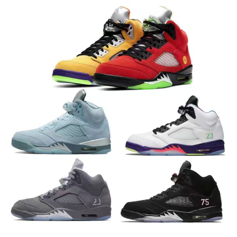 Putian AJ5 basketball shoes, large size retro men's shoes, gray wolf black silver, wear-resistant, shock-absorbing, foreign trade sports shoes, direct cross-border supply