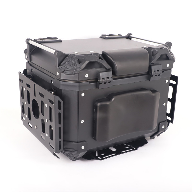 45L Motorcycle Armored Tail Box, Aluminum Alloy Tail Box, 55L Multifunctional Portable Trunk with Base Plate for Electric Vehicles