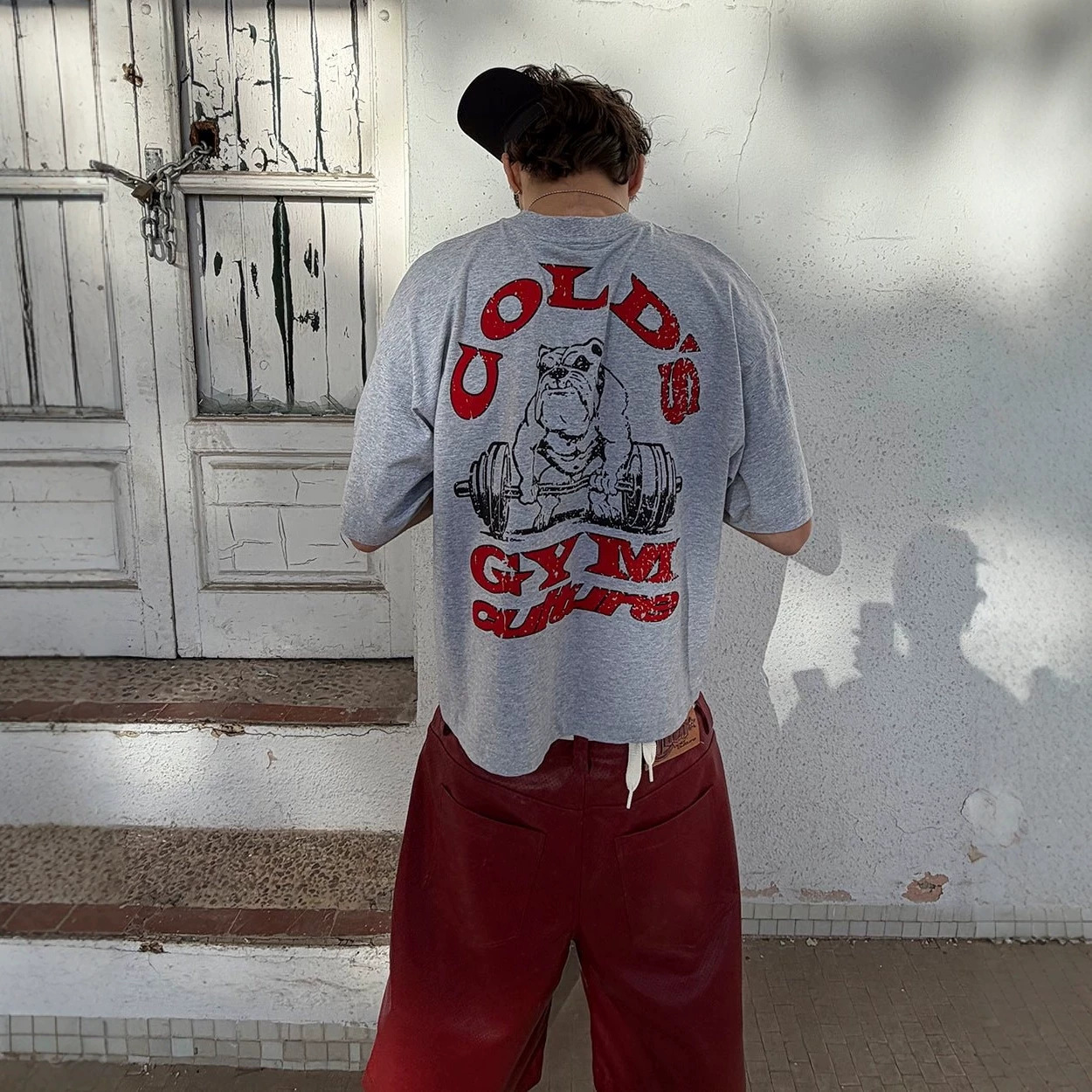 Camiseta de Manga Corta de Algodón Puro con Estampado de Letras, Corte Boxy y Holgado | Tela Transpirable