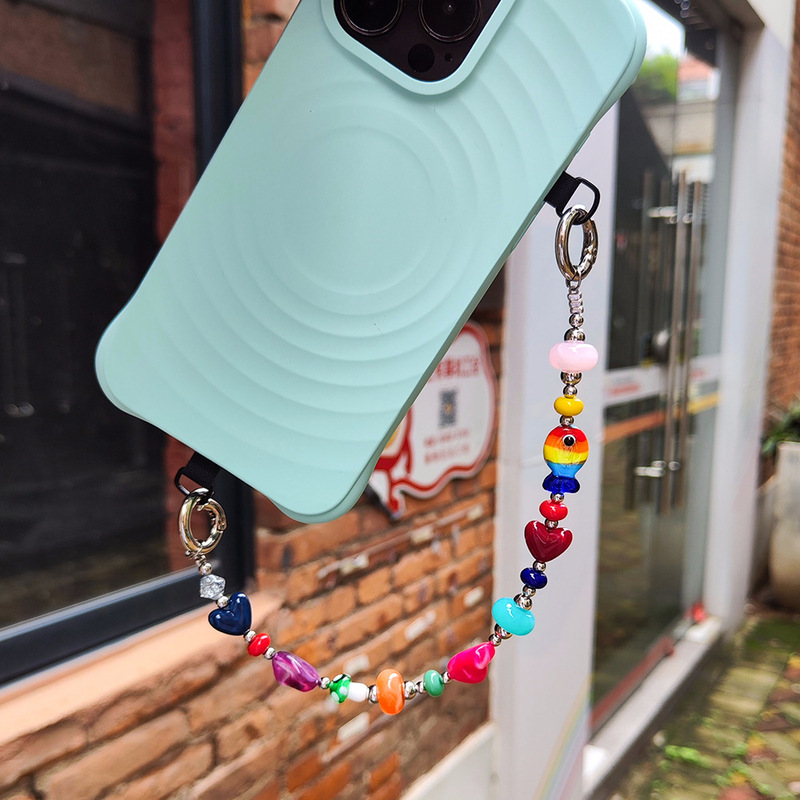 スマート両生類吊りチェーン愛小魚カラフルなビーズ携帯電話チェーン女性のためのイントレンドガールバッグ吊りチェーン|undefined