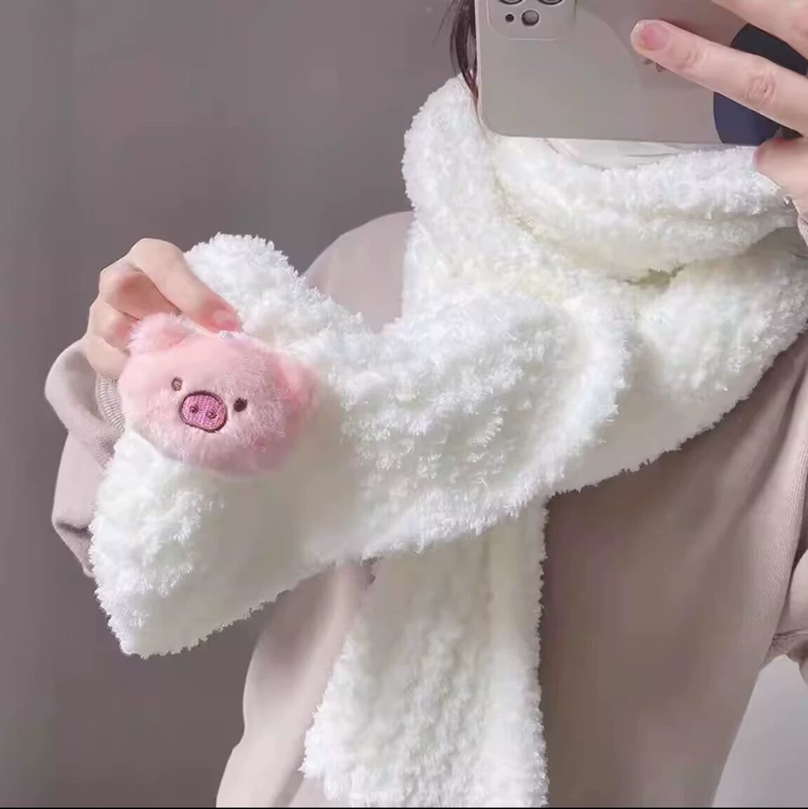 Коралловый бархат медвежонок шарф ручной работы