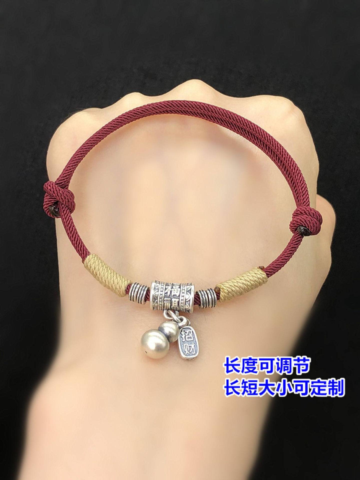 S999 Pure Silver Fortune-Attracting Gourd Spacer Bead Pendant Crystal Bracelet Necklace Handmade DIY Accessories