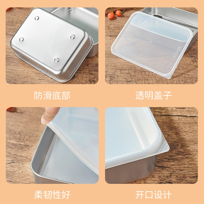Acero inoxidable crisper hogar sellado grado alimenticio refrigerador con tapa carne de pescado congelado caja refrigerada