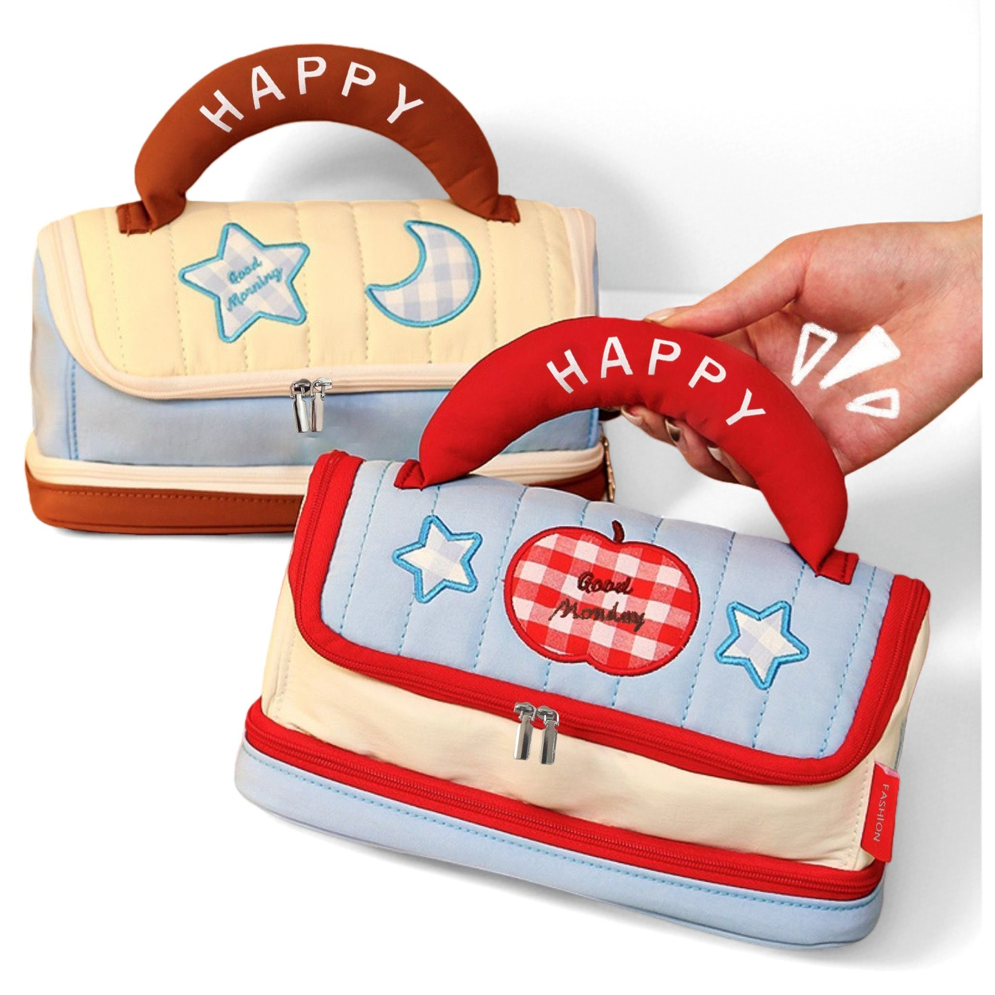 Bolsa de maquillaje de la casa encantadora de gran capacidad para niños bolsas de lavado bolsas portátiles bolsas de almacenamiento series de chicas suaves
