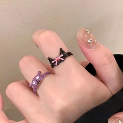 可愛庫洛米戒指女生設計小眾獨特閨蜜開口戒情侶裝飾時尚個性指環