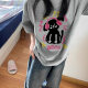Summer 2025 New Grey Cartoon Shoulder Short-sleeved T-shirt Women's Loose Wear Hong Kong-style Chic Half-sleeved Top