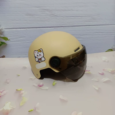 Motosiklet kaskı (dəbilqə) old electric car motorcycle - writing-cat-khaki-black-short-7-15-years-old